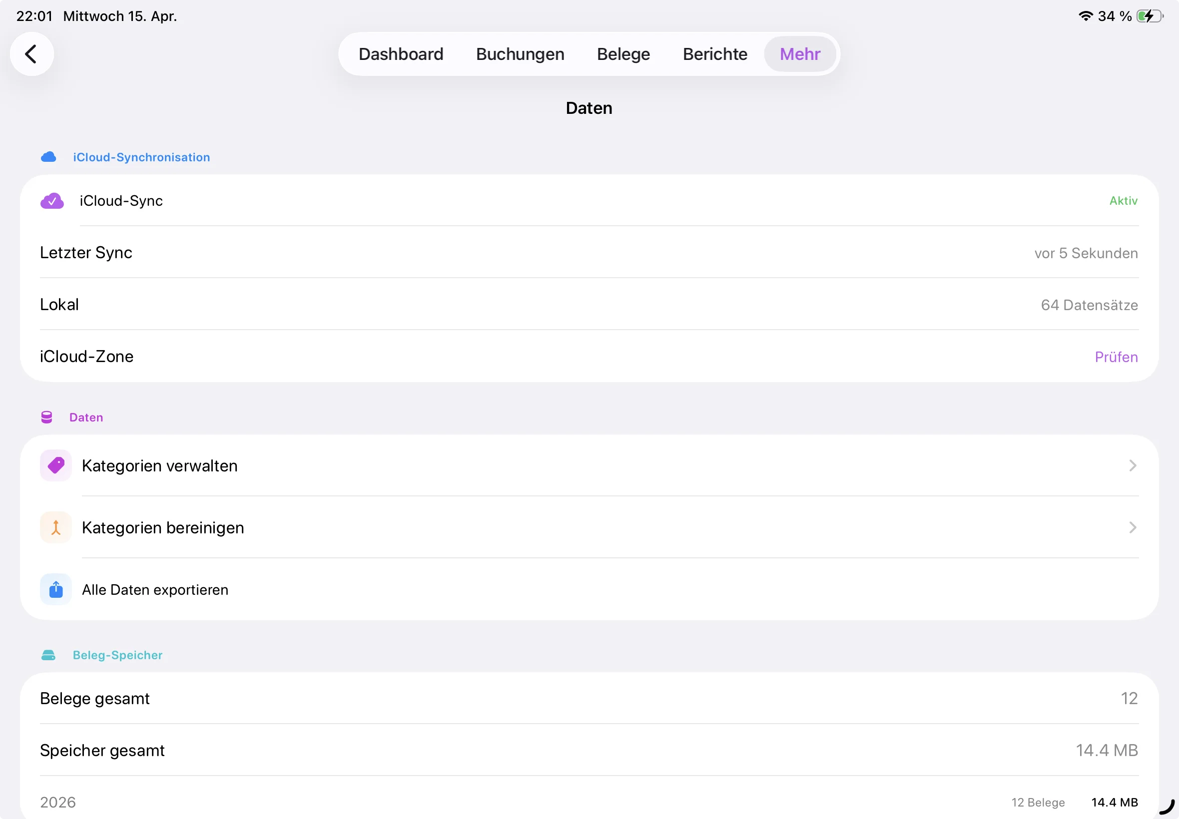 Alles in iCloud gesichert — Accounted.